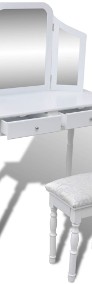 vidaXL Toaletka z 3-częściowym lustrem, 2 szufladami i stołkiem, biała241003-4