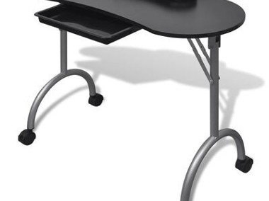 vidaXL Składany stolik do manicure, czarny z kółeczkamiSKU:110123-1