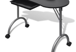 vidaXL Składany stolik do manicure, czarny z kółeczkamiSKU:110123