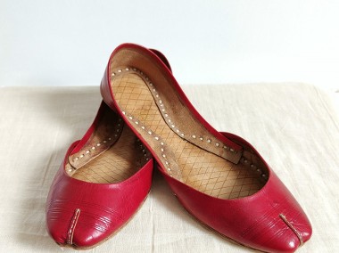 Czerwone skórzane buty balerinki 39 skóra orient indyjskie khussa mojari jutti-1