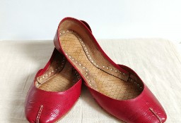 Czerwone skórzane buty balerinki 39 skóra orient indyjskie khussa mojari jutti