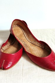Czerwone skórzane buty balerinki 39 skóra orient indyjskie khussa mojari jutti-2