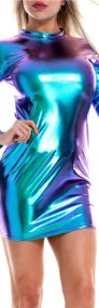 sukienka holograficzna błyszcząca kameleon metaliczna spandex lycra-4