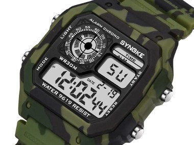 Militarny Zegarek elektroniczny Synoke cyfrowy camo kamuflaż wojskowy LED alarm-1
