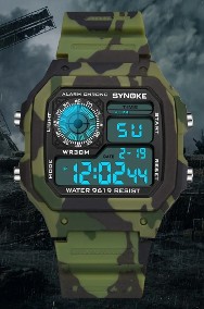 Militarny Zegarek elektroniczny Synoke cyfrowy camo kamuflaż wojskowy LED alarm-2