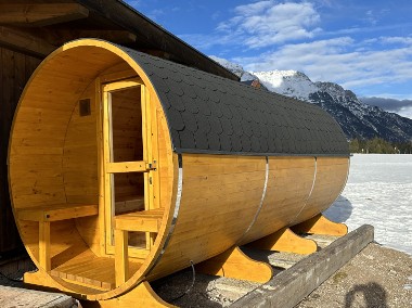  Sauna Beczka ogrodowa  okragla Ø 2 m Discovery z piecem przedsionkiem-1