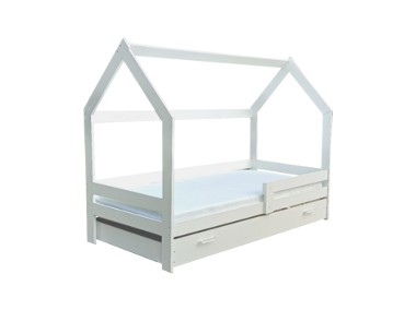 Łóżko pojedyncze domek z materacem , szufladą,-1