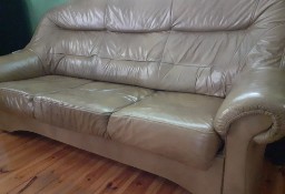 Skórzana sofa 3 osobowa z funkcją spania, brąz