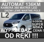 Ford Transit Custom Trend 136KM A8 DrzwiLewe Matrix Led Kamera 360 od ręki 9-os. 2174zł