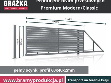 PREMIUM MODERN brama przesuwna z profilem 80x20 poziomym – ocynk-1