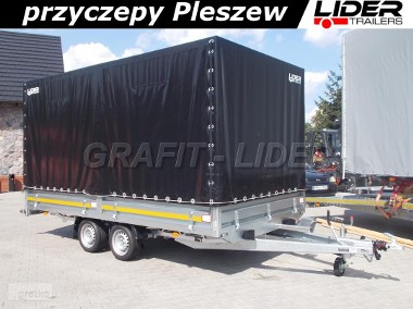 LT-042 przyczepa + plandeka 420x220x210cm, spedycyjna przyczepa ciężarowa, burty stalowe, DMC 2700kg-1