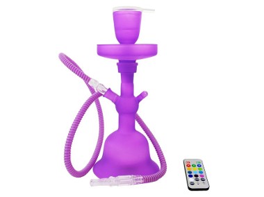 Shisha "LED" purpurowa, szkło, 1 wąż, 35 cm, baza ledowa, pilot w zestawie.-1