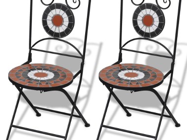 vidaXL Składane krzesła bistro, 2 szt., ceramiczne, terakota i biel 41535-1