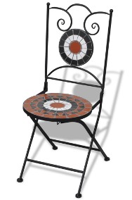 vidaXL Składane krzesła bistro, 2 szt., ceramiczne, terakota i biel 41535-2