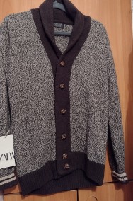 (40/L) ZARA/ Wełniany, rozpinany  sweter męski z Madrytu/ WEŁNA -2