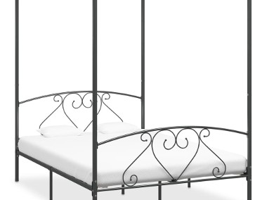 vidaXL Rama łóżka z baldachimem, szara, metalowa, 140 x 200 cm 284443-1