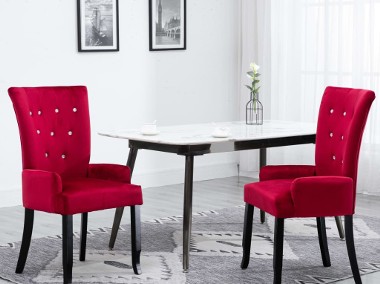 vidaXL Krzesło jadalniane z podłokietnikami, czerwone, aksamitne 248465-1