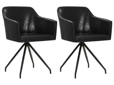 vidaXL Obrotowe krzesła stołowe, 2 szt., czarne, sztuczna skóra247067-1