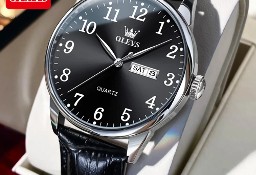 Klasyczny zegarek męski Olevs garniturowy czarny 40mm  podwójny datownik box