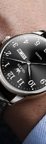 Klasyczny zegarek męski Olevs garniturowy czarny 40mm  podwójny datownik box-4