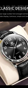 Klasyczny zegarek męski Olevs garniturowy czarny 40mm  podwójny datownik box-3