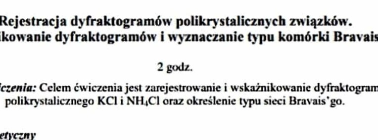 "Rejestracja dyfraktogramów polikrystalicznych związków" - Sprawozdanie-1