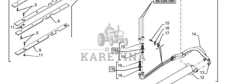New Holland T6090 T6070 Silownik hydraul double acting, 40mm rod, 390mm stroke 82036196-1