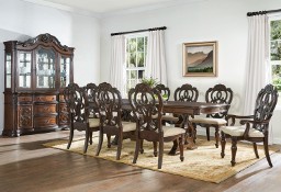 Stylowa jadalnia ze zdobieniami, drewno, JD/500, krzesła, komody, stół, nowe