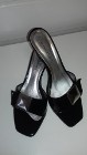 Buty damskie – skórzane klapki, czarne „Mirabel”, do sprzedania