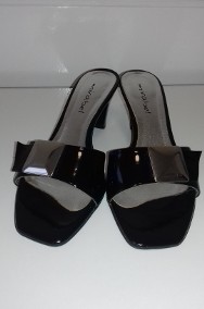 Buty damskie – skórzane klapki, czarne „Mirabel”, do sprzedania-2