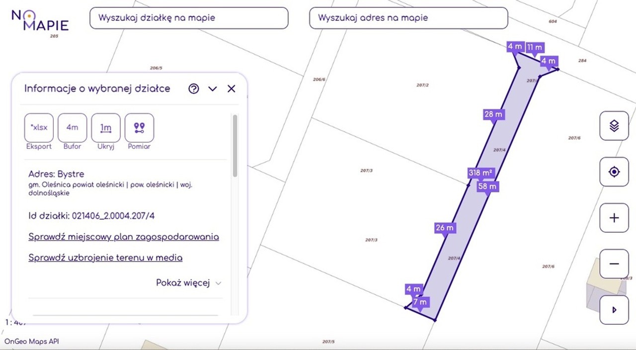 Ostatnia działka budowlana 1195 m² – Bystre - Więcej