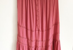 Nowa spódnica Asos 42 XL brudny róż różowa falbany wiskoza retro boho hippie