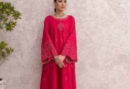 Długa tunika indyjska S 36 różowa bawełna boho Bollywood etno haft sukienka