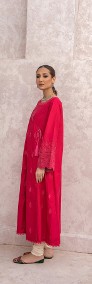 Długa tunika indyjska S 36 różowa bawełna boho Bollywood etno haft sukienka-3