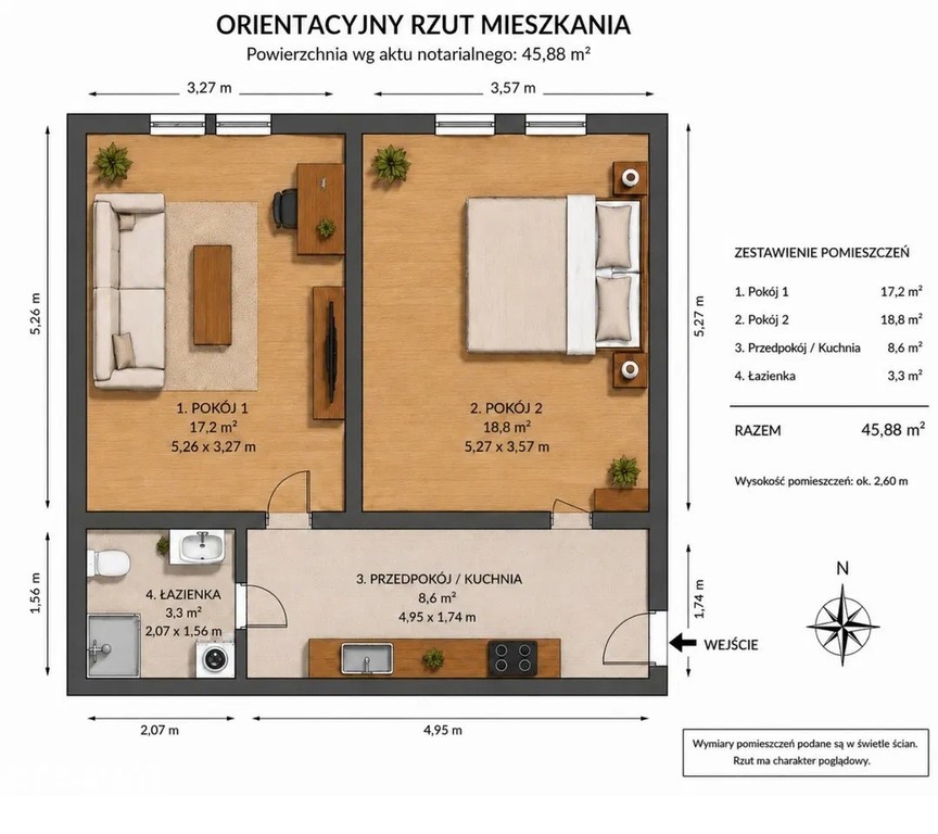 Plac Grunwaldzki,ROZKŁADOWE,2pok,46m2,C.O.GAZOWE