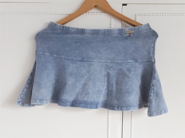 Bawełniana spódnica Cropp S 36 niebieska mini spódniczka falbana bawełna lato-1