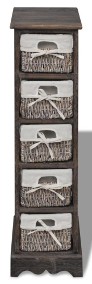 vidaXL Drewniana szafka z 5 koszykami, brązowa240801-4