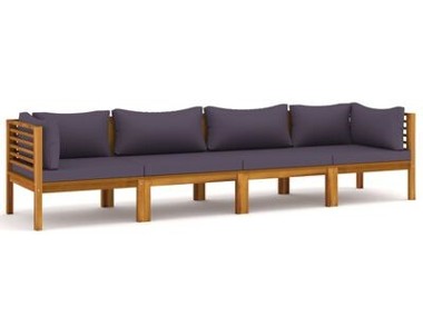 vidaXL 4-osobowa sofa ogrodowa z poduszkami, lite drewno akacjowe-1