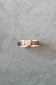 Nowy pierścionek komplet zestaw dwa pierścionki obrączka różowe złoto czarny-2