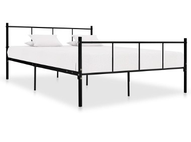 vidaXL Rama łóżka, czarna, metalowa, 140 x 200 cm 284639-1