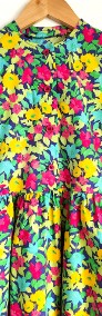 Dziewczęca sukienka vintage 9 10 lat bawełna midi retro kwiaty-3