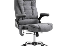 vidaXL Krzesło biurowe z masażem, szare, poliester20244