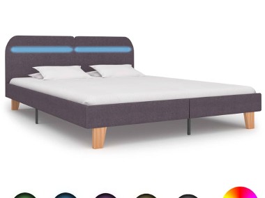 vidaXL Rama łóżka z LED, taupe, tapicerowana tkaniną, 160 x 200 cm 280914-1