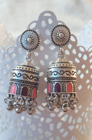 Nowe indyjskie kolczyki jhumka srebrny kolor dzwonki handmade boho hippie etno-2
