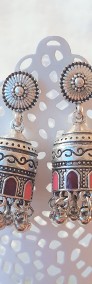 Nowe indyjskie kolczyki jhumka srebrny kolor dzwonki handmade boho hippie etno-3