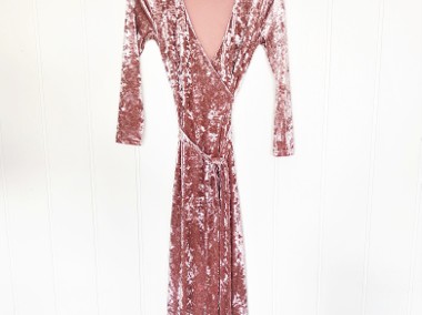 Welurowa sukienka Dry Lake XS 34 S 36 brudny róż różowa wrap dress na imprezę-1