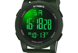 Duży zegarek elektroniczny Synoke wojskowy cyfrowy LED zielony army green WR50m 