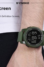 Duży zegarek elektroniczny Synoke wojskowy cyfrowy LED zielony army green WR50m -2