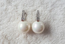 Nowe kolczyki posrebrzane srebrny kolor biała perełka retro
