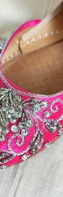 Indyjskie buty baleriny  khussa 38 zdobione orient boho księżniczka różowe-4